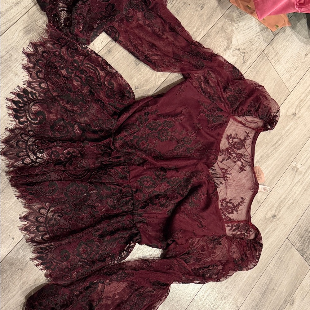 Elegant Lace Burgundy Blouse